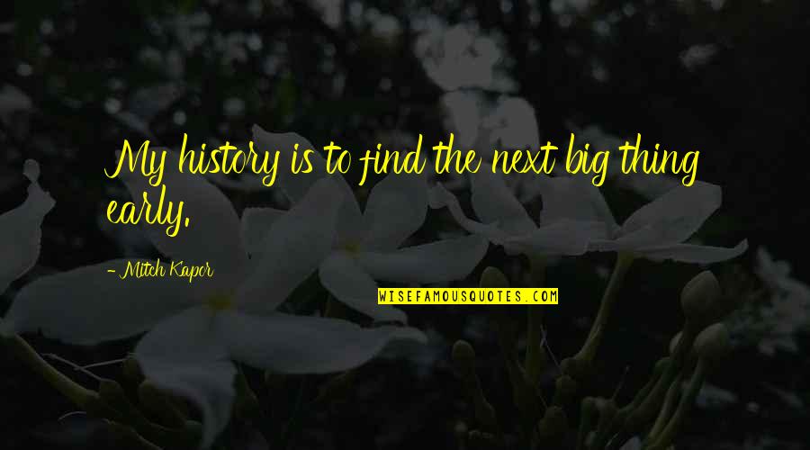 The Next Big Thing Quotes By Mitch Kapor: My history is to find the next big