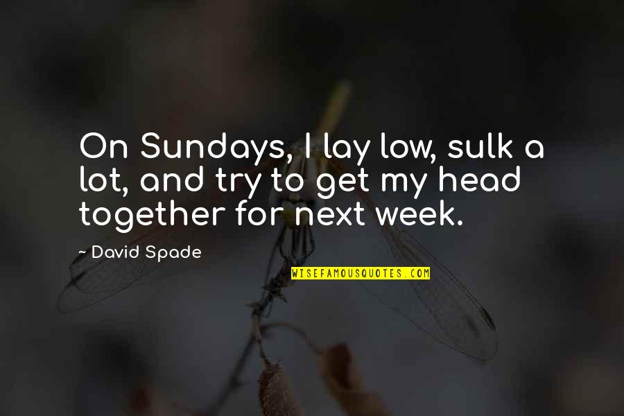 The Next Together Quotes By David Spade: On Sundays, I lay low, sulk a lot,