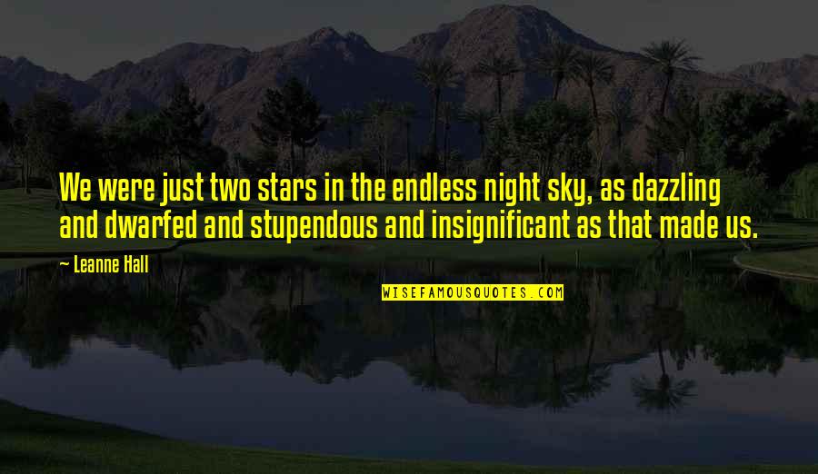 The Night Sky And Stars Quotes By Leanne Hall: We were just two stars in the endless