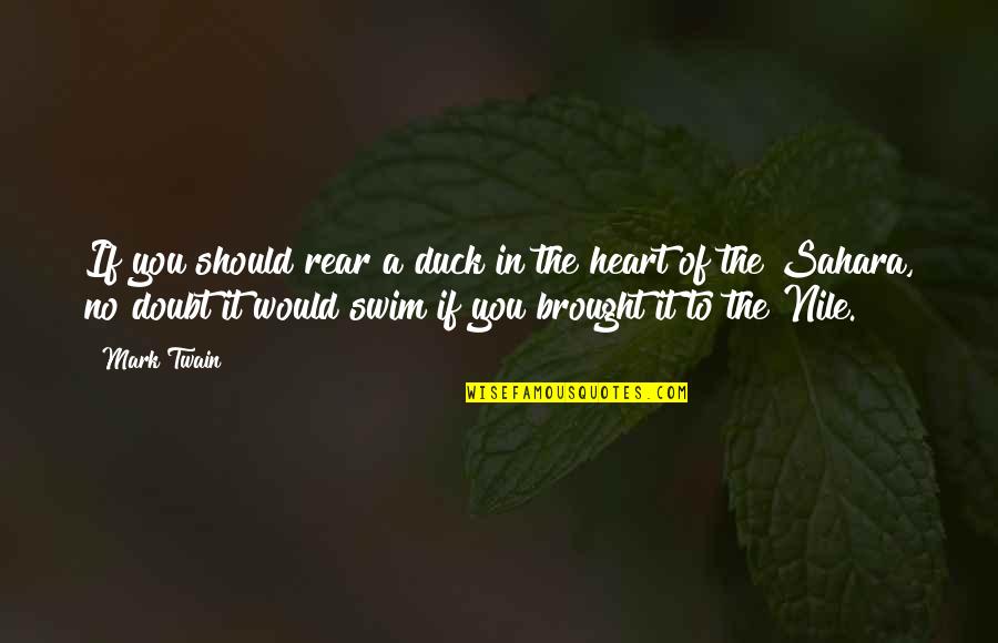 The Nile Quotes By Mark Twain: If you should rear a duck in the The Nile Quotes By Mark Twain: If you should rear a duck in the