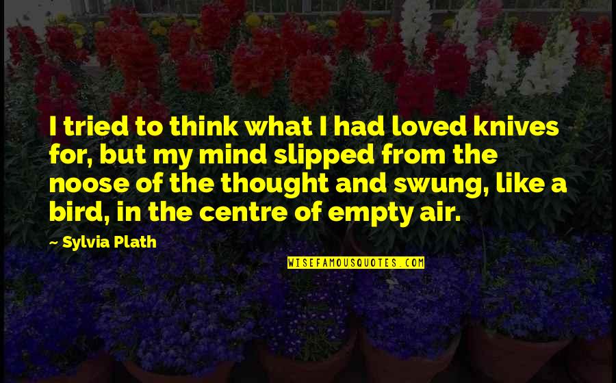 The Noose Quotes By Sylvia Plath: I tried to think what I had loved