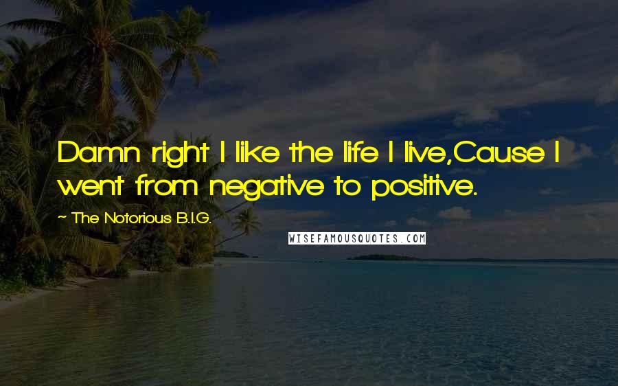 The Notorious B.I.G. quotes: Damn right I like the life I live,Cause I went from negative to positive.