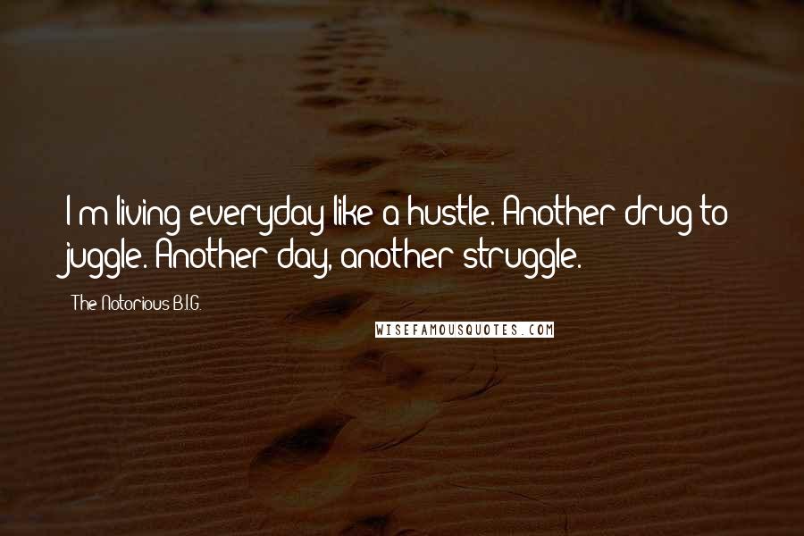 The Notorious B.I.G. quotes: I'm living everyday like a hustle. Another drug to juggle. Another day, another struggle.