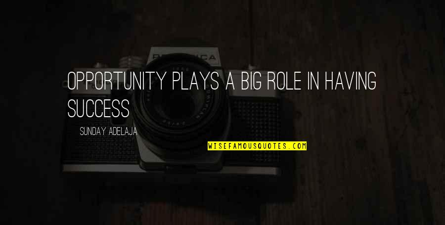 The Novel Speak Quotes By Sunday Adelaja: Opportunity plays a big role in having success