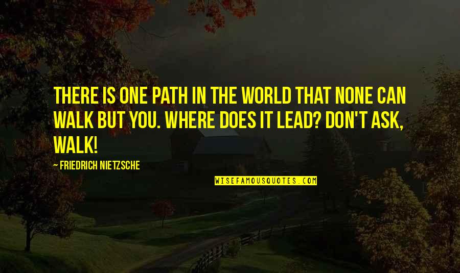 The Novocaine Mutiny Quotes By Friedrich Nietzsche: There is one path in the world that