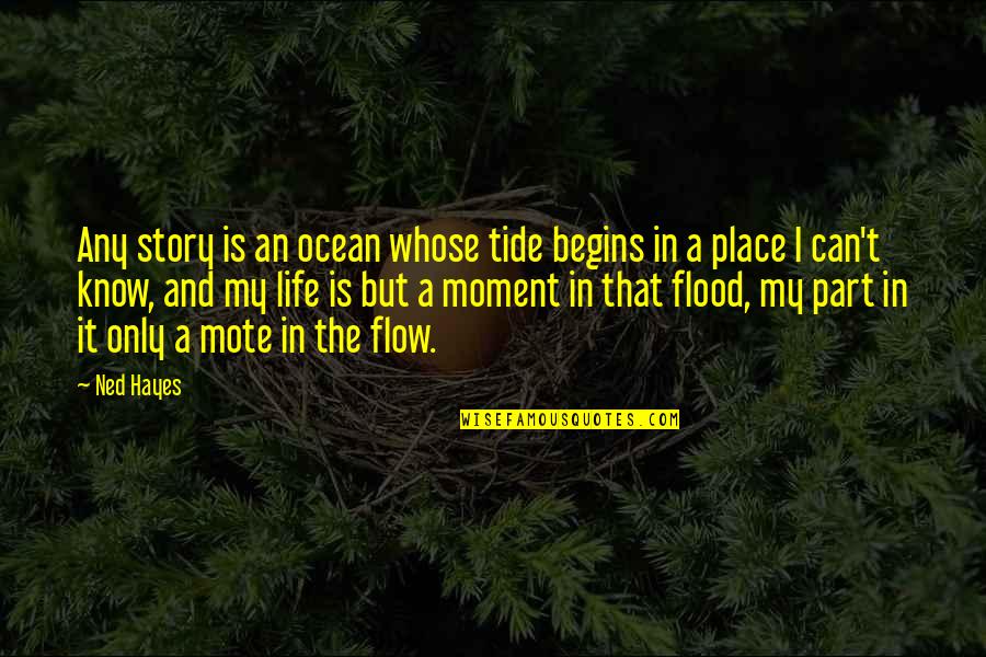 The Ocean And Life Quotes By Ned Hayes: Any story is an ocean whose tide begins