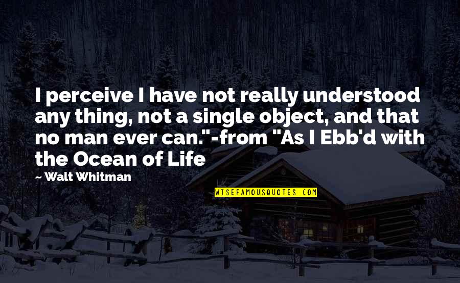 The Ocean And Life Quotes By Walt Whitman: I perceive I have not really understood any The Ocean And Life Quotes By Walt Whitman: I perceive I have not really understood any