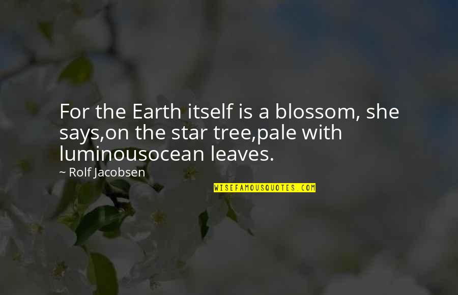 The Ocean And Moon Quotes By Rolf Jacobsen: For the Earth itself is a blossom, she