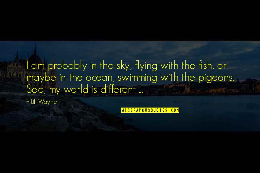 The Ocean And Sky Quotes By Lil' Wayne: I am probably in the sky, flying with