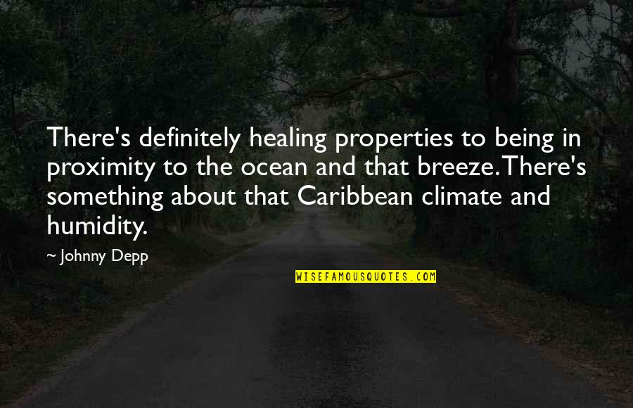 The Ocean Breeze Quotes By Johnny Depp: There's definitely healing properties to being in proximity The Ocean Breeze Quotes By Johnny Depp: There's definitely healing properties to being in proximity