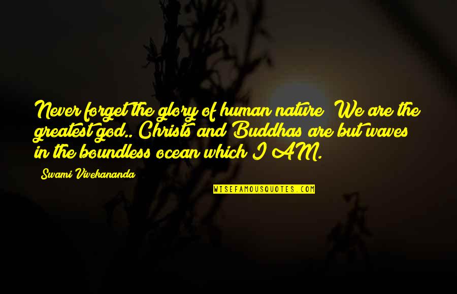 The Ocean Waves Quotes By Swami Vivekananda: Never forget the glory of human nature! We