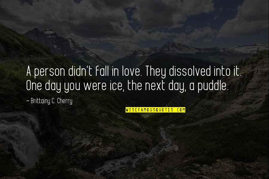 The One Person You Love Quotes By Brittainy C. Cherry: A person didn't fall in love. They dissolved