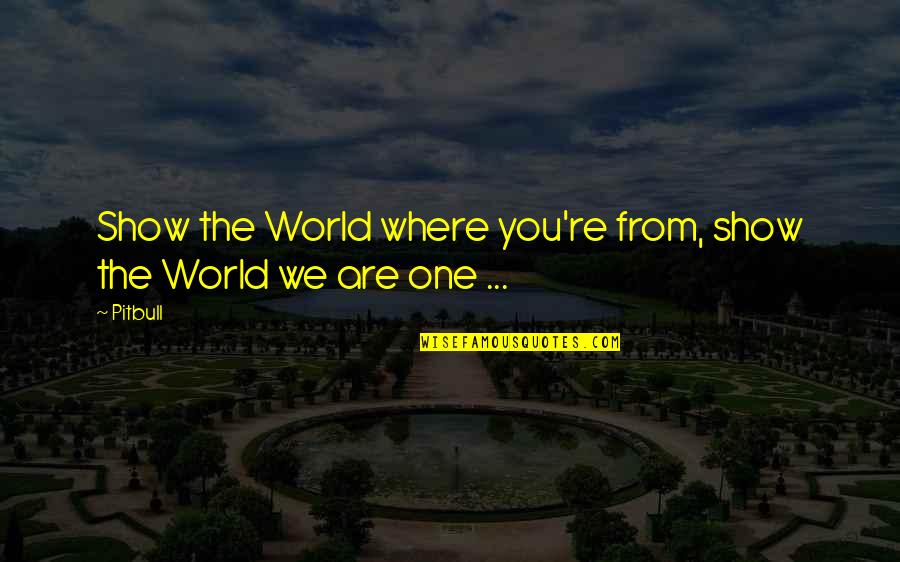 The One Show Quotes By Pitbull: Show the World where you're from, show the
