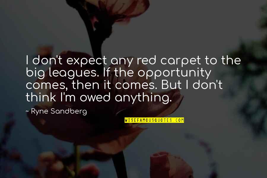The One You Love Lying Quotes By Ryne Sandberg: I don't expect any red carpet to the