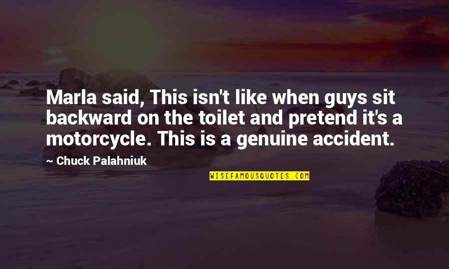 The Other Guys Funny Quotes By Chuck Palahniuk: Marla said, This isn't like when guys sit The Other Guys Funny Quotes By Chuck Palahniuk: Marla said, This isn't like when guys sit