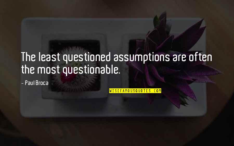 The Other Guys Lrb Quotes By Paul Broca: The least questioned assumptions are often the most