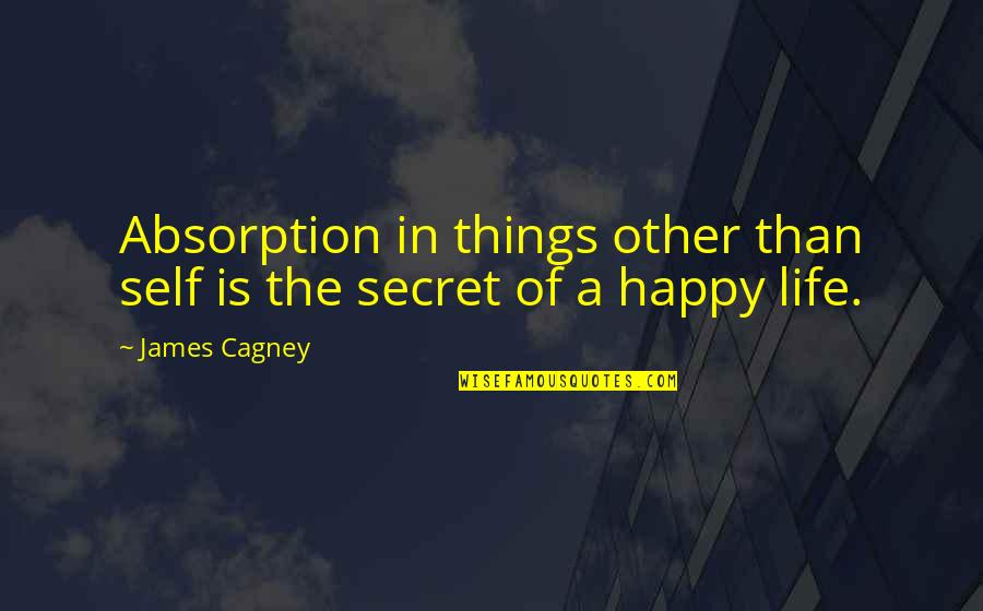 The Other In The Self Quotes By James Cagney: Absorption in things other than self is the