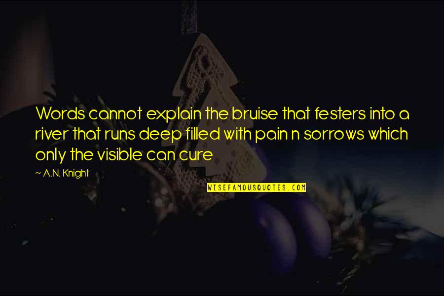 The Pain Is Deep Quotes By A.N. Knight: Words cannot explain the bruise that festers into The Pain Is Deep Quotes By A.N. Knight: Words cannot explain the bruise that festers into