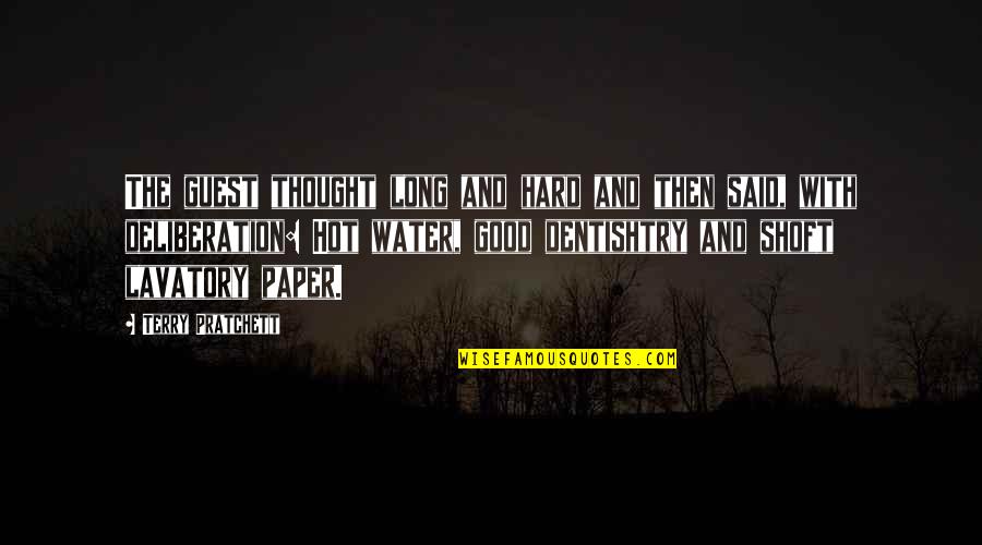 The Paper Quotes By Terry Pratchett: The guest thought long and hard and then The Paper Quotes By Terry Pratchett: The guest thought long and hard and then
