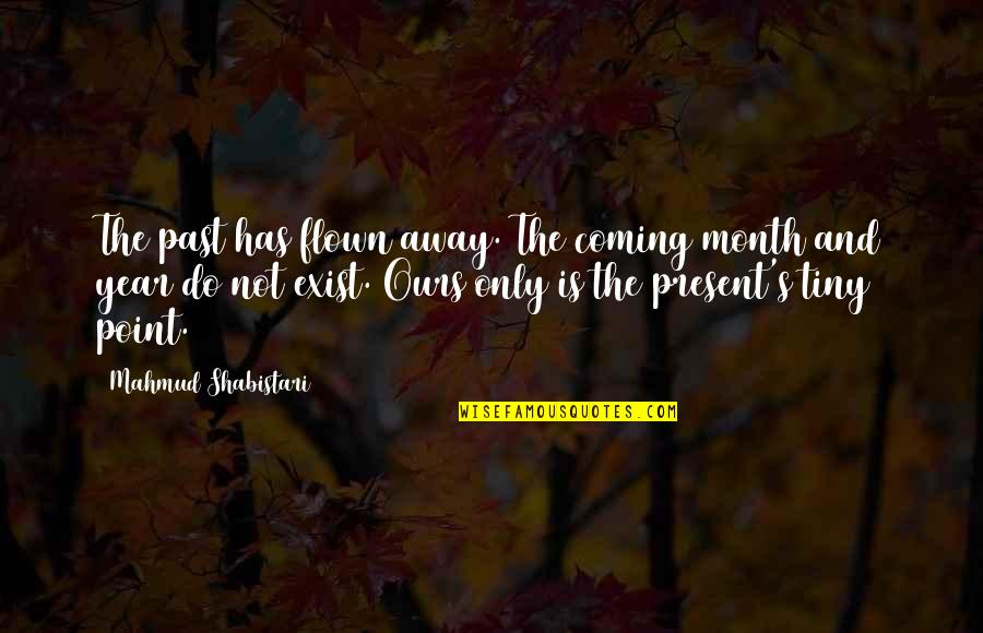 The Past And The Present Quotes By Mahmud Shabistari: The past has flown away. The coming month The Past And The Present Quotes By Mahmud Shabistari: The past has flown away. The coming month