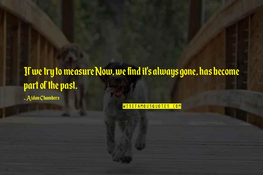 The Past Has Gone Quotes By Aidan Chambers: If we try to measure Now, we find