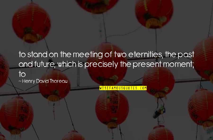 The Past Present And Future Quotes By Henry David Thoreau: to stand on the meeting of two eternities,