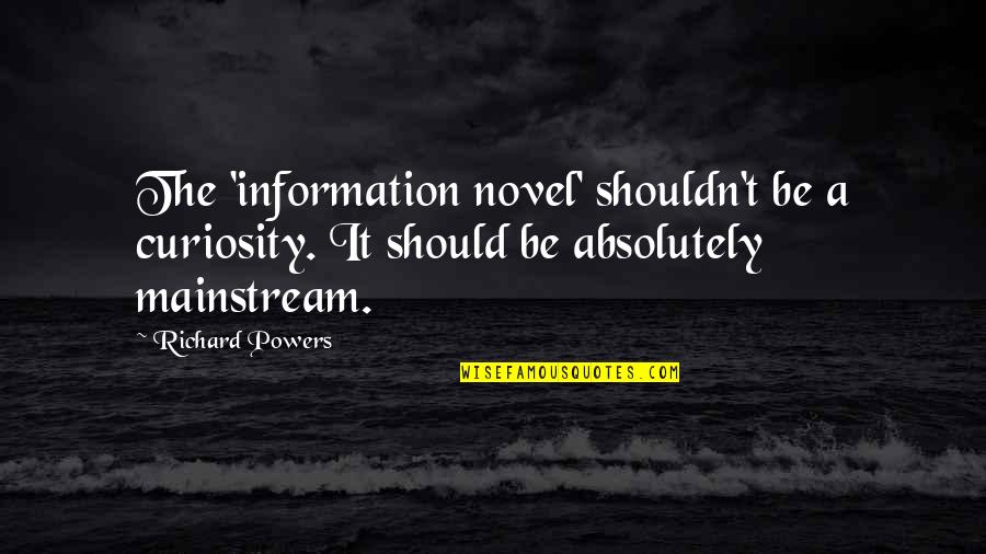 The Past Shaping You Quotes By Richard Powers: The 'information novel' shouldn't be a curiosity. It