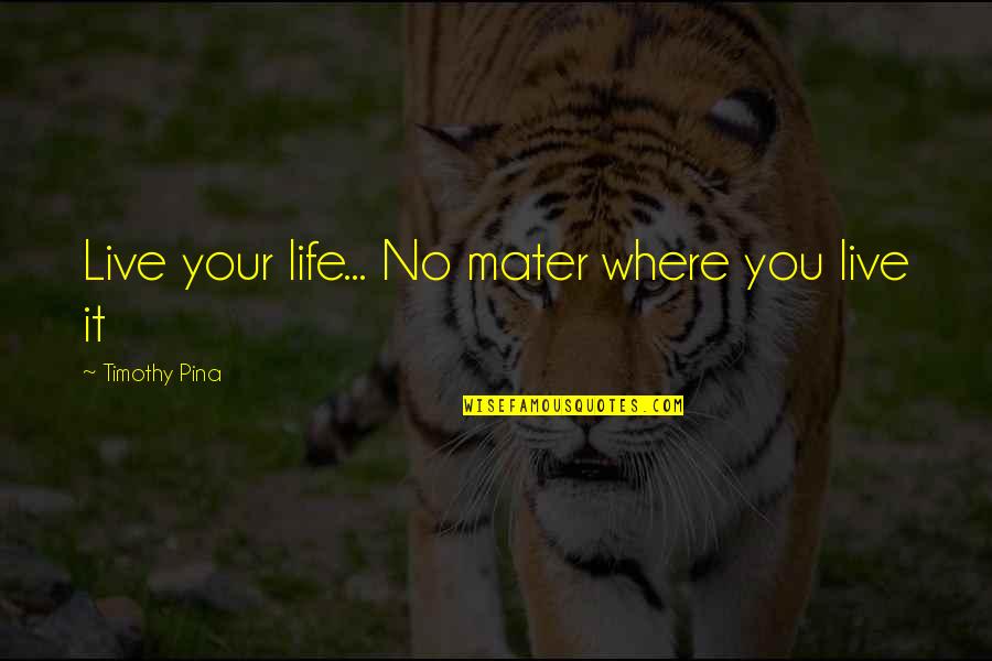 The Peace Panda Quotes By Timothy Pina: Live your life... No mater where you live The Peace Panda Quotes By Timothy Pina: Live your life... No mater where you live