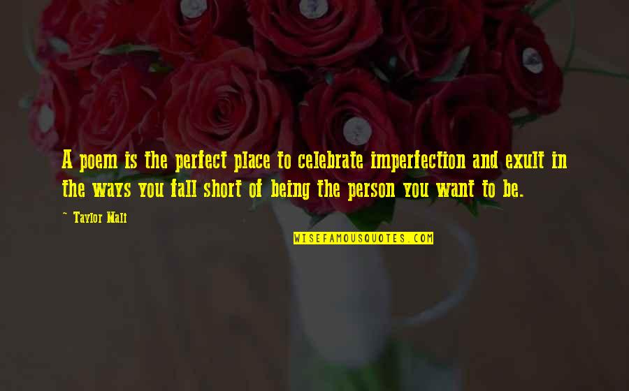 The Perfect Person For You Quotes By Taylor Mali: A poem is the perfect place to celebrate