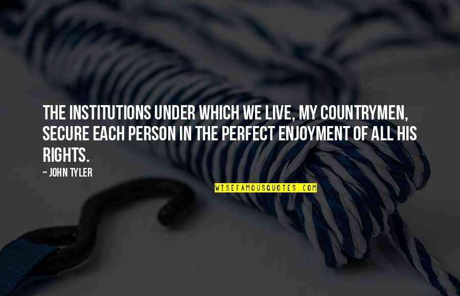The Perfect Person Quotes By John Tyler: The institutions under which we live, my countrymen,