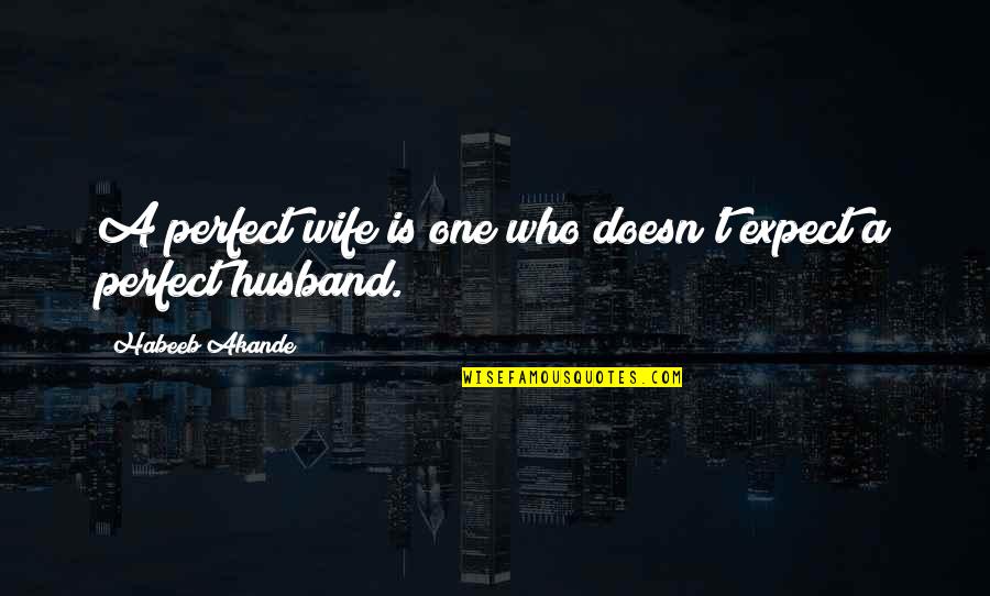 The Perfect Wife Quotes By Habeeb Akande: A perfect wife is one who doesn't expect