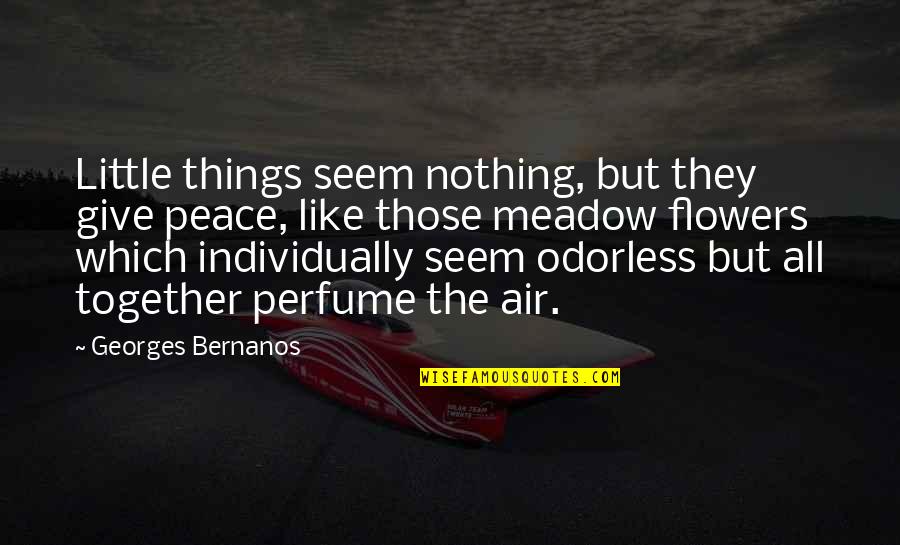 The Perfume Quotes By Georges Bernanos: Little things seem nothing, but they give peace,