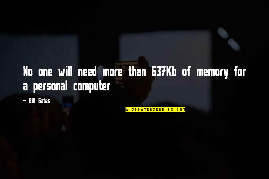 The Personal Computer Quotes By Bill Gates: No one will need more than 637Kb of
