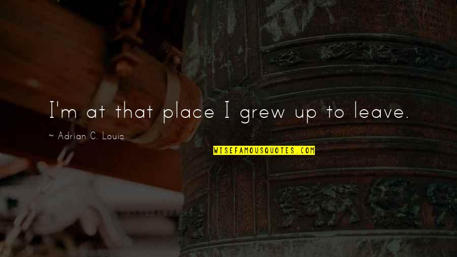 The Place You Grew Up Quotes By Adrian C. Louis: I'm at that place I grew up to The Place You Grew Up Quotes By Adrian C. Louis: I'm at that place I grew up to