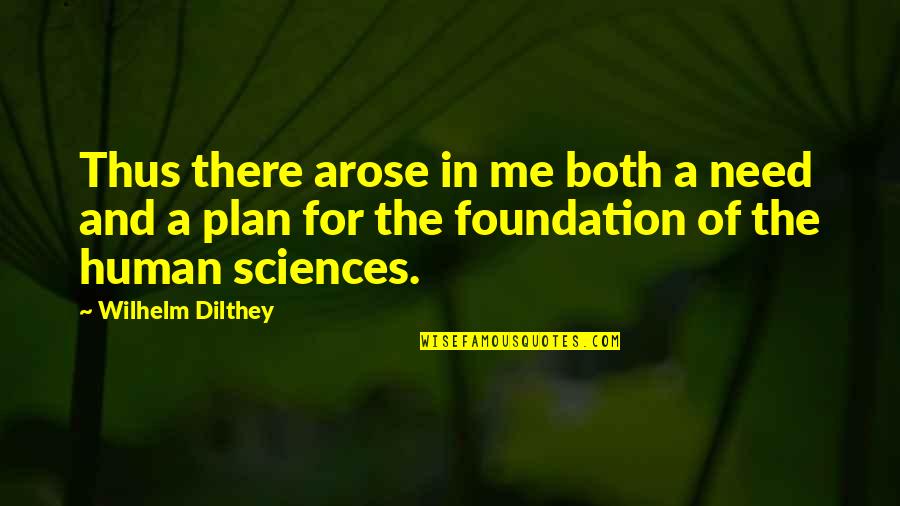 The Plan Quotes By Wilhelm Dilthey: Thus there arose in me both a need