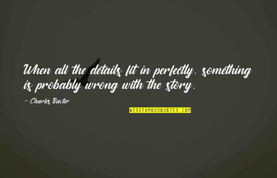 The Plot Quotes By Charles Baxter: When all the details fit in perfectly, something