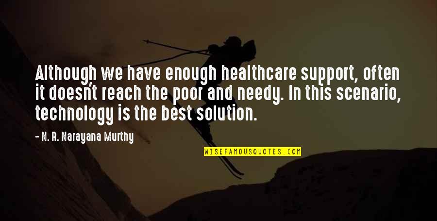 The Poor And Needy Quotes By N. R. Narayana Murthy: Although we have enough healthcare support, often it