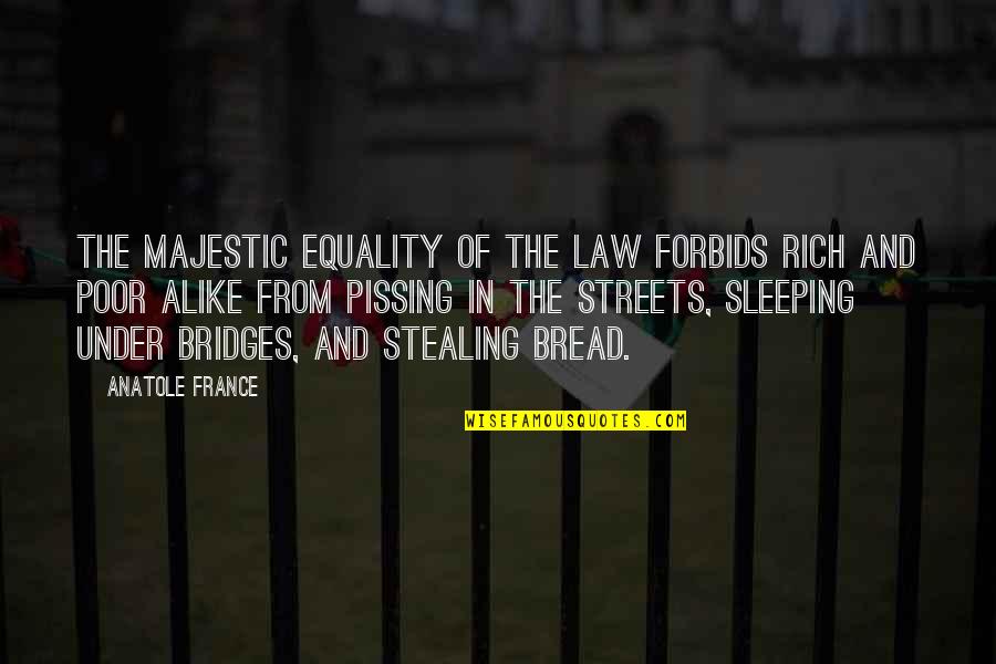 The Poor Law Quotes By Anatole France: The majestic equality of the law forbids rich The Poor Law Quotes By Anatole France: The majestic equality of the law forbids rich