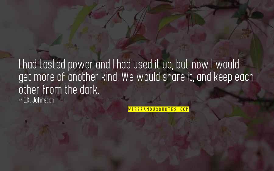 The Power Now Quotes By E.K. Johnston: I had tasted power and I had used