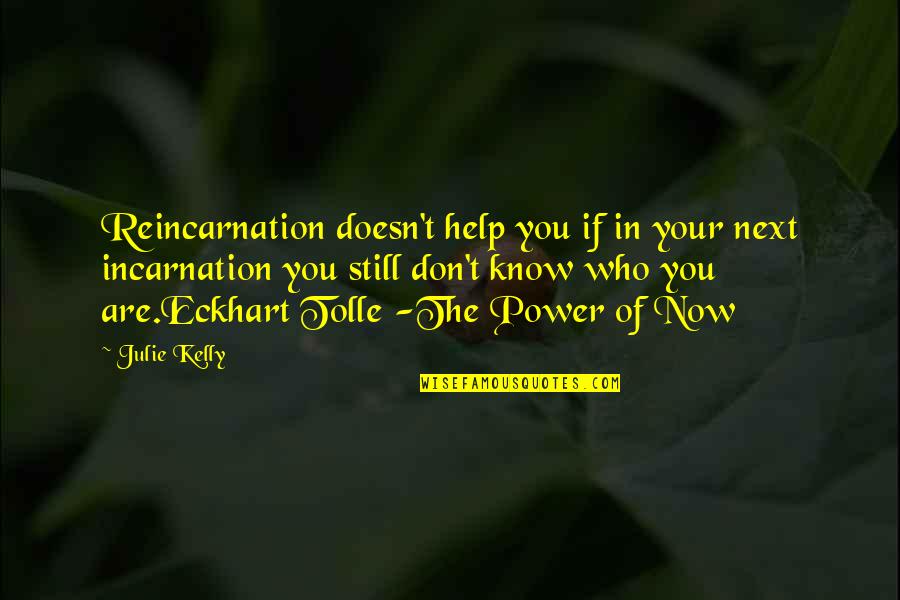 The Power Now Quotes By Julie Kelly: Reincarnation doesn't help you if in your next