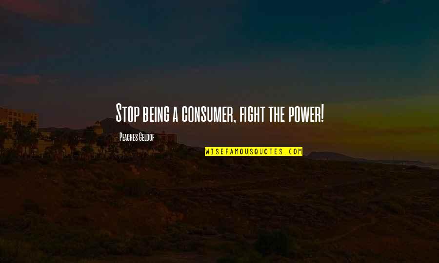 The Power Of Consumers Quotes By Peaches Geldof: Stop being a consumer, fight the power!