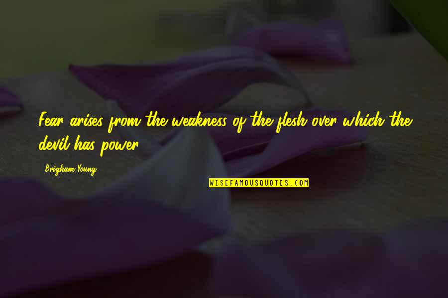 The Power Of Fear Quotes By Brigham Young: Fear arises from the weakness of the flesh