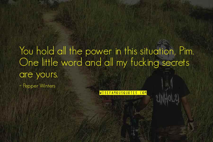 The Power Of One Word Quotes By Pepper Winters: You hold all the power in this situation,
