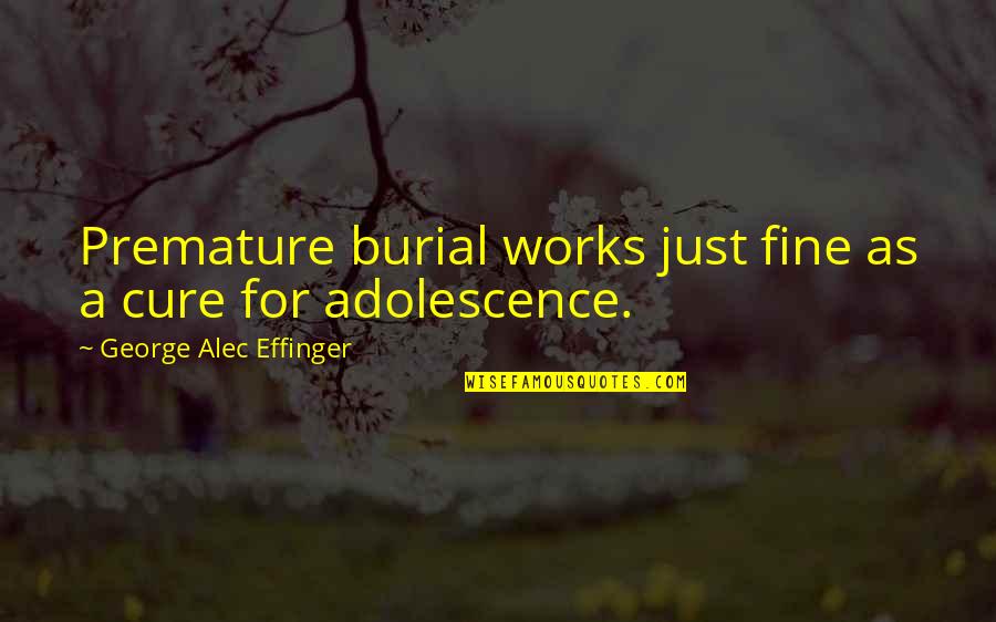 The Premature Burial Quotes By George Alec Effinger: Premature burial works just fine as a cure