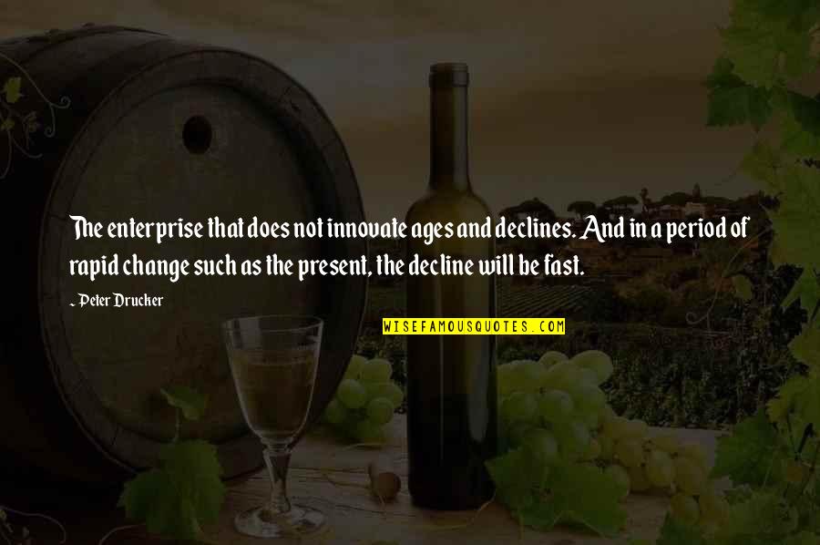 The Present Age Quotes By Peter Drucker: The enterprise that does not innovate ages and The Present Age Quotes By Peter Drucker: The enterprise that does not innovate ages and