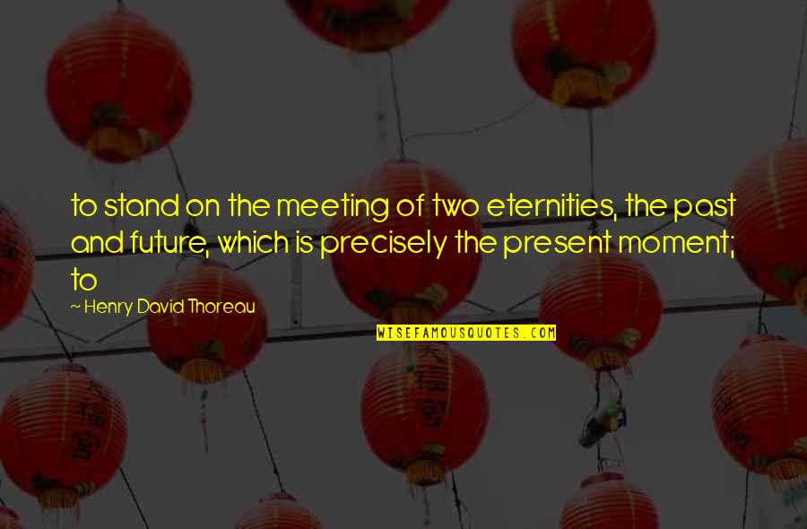 The Present Past And Future Quotes By Henry David Thoreau: to stand on the meeting of two eternities,