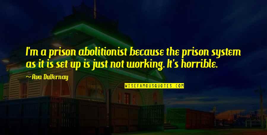 The Prison System Quotes By Ava DuVernay: I'm a prison abolitionist because the prison system