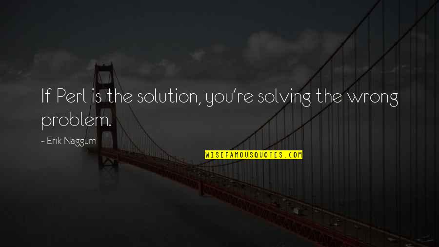 The Problem Is The Solution Quotes By Erik Naggum: If Perl is the solution, you're solving the