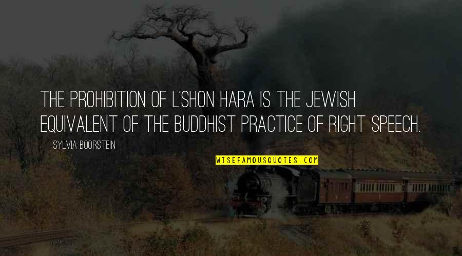 The Prohibition Quotes By Sylvia Boorstein: The prohibition of L'shon Hara is the Jewish