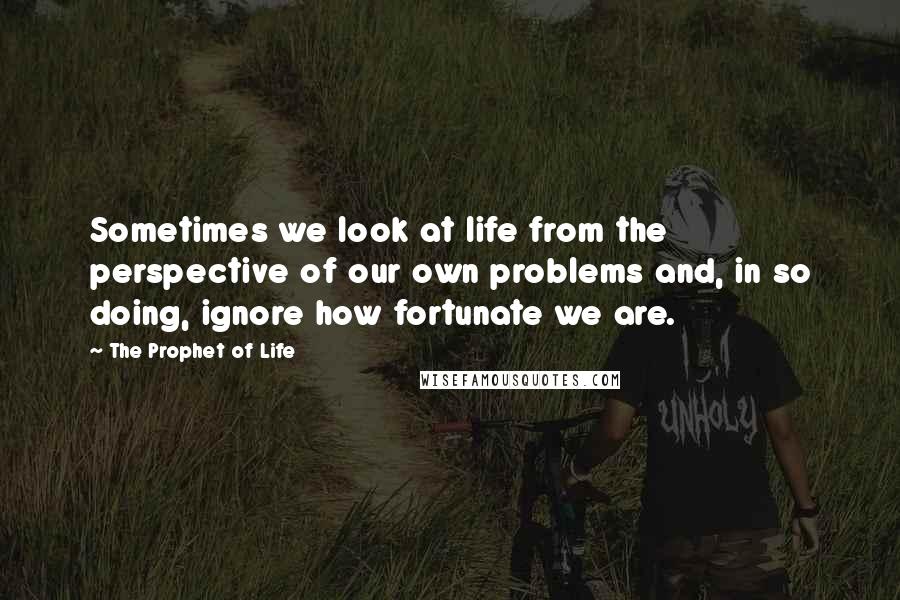 The Prophet Of Life quotes: Sometimes we look at life from the perspective of our own problems and, in so doing, ignore how fortunate we are.